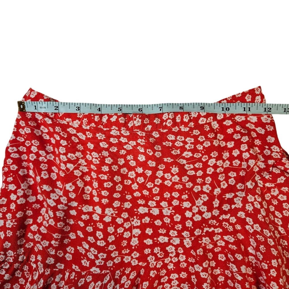Japna Red Rufle Floral Mini Skirt, Red/White Floral, Medium - Picture 7 of 8